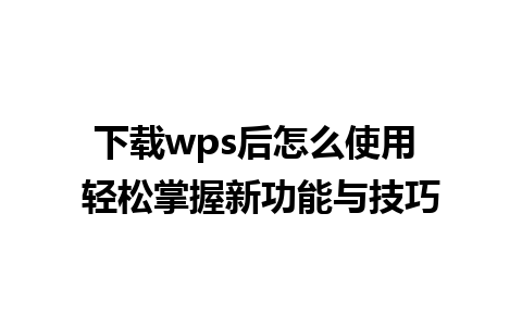 下载wps后怎么使用 轻松掌握新功能与技巧