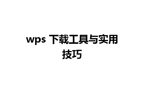 wps 下载工具与实用技巧