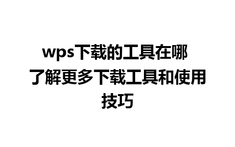 wps下载的工具在哪 了解更多下载工具和使用技巧