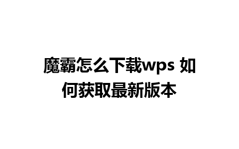 魔霸怎么下载wps 如何获取最新版本