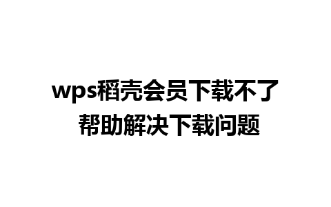 wps稻壳会员下载不了 帮助解决下载问题