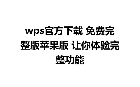 wps官方下载 免费完整版苹果版 让你体验完整功能