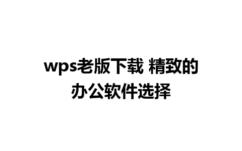 wps老版下载 精致的办公软件选择