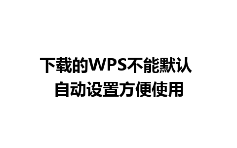 下载的WPS不能默认 自动设置方便使用