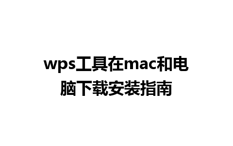 wps工具在mac和电脑下载安装指南