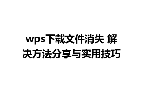 wps下载文件消失 解决方法分享与实用技巧