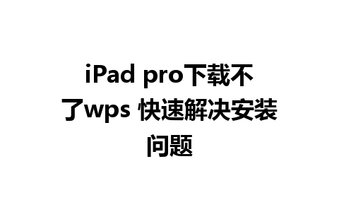 iPad pro下载不了wps 快速解决安装问题