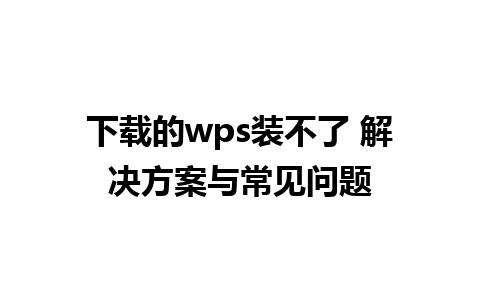 下载的wps装不了 解决方案与常见问题