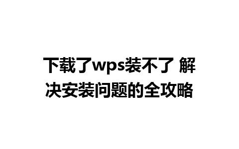 下载了wps装不了 解决安装问题的全攻略