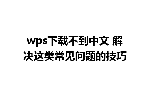 wps下载不到中文 解决这类常见问题的技巧