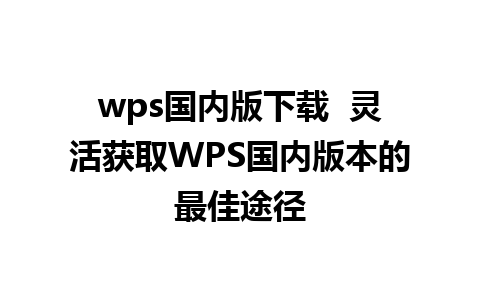 wps国内版下载  灵活获取WPS国内版本的最佳途径