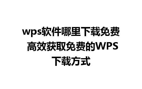 wps软件哪里下载免费 高效获取免费的WPS下载方式