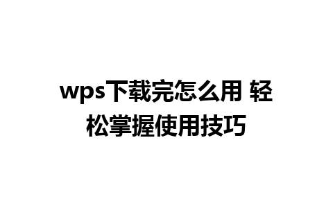 wps下载完怎么用 轻松掌握使用技巧