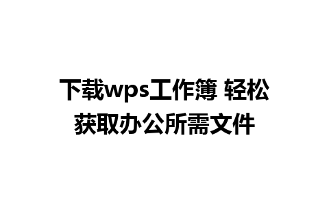 下载wps工作簿 轻松获取办公所需文件