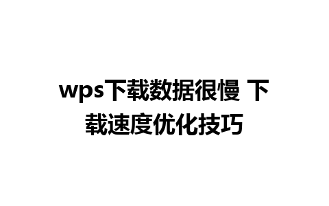 wps下载数据很慢 下载速度优化技巧