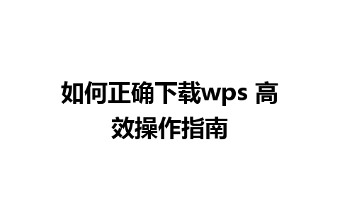 如何正确下载wps 高效操作指南