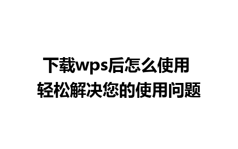 下载wps后怎么使用 轻松解决您的使用问题