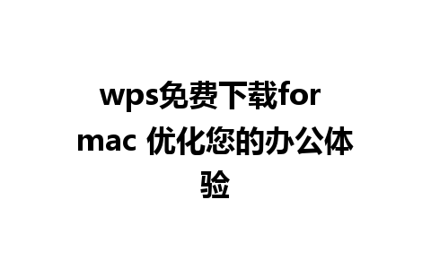 wps免费下载for mac 优化您的办公体验