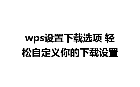 wps设置下载选项 轻松自定义你的下载设置