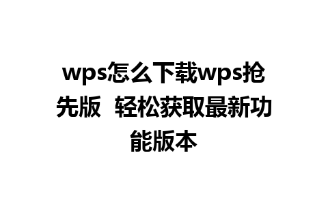 wps怎么下载wps抢先版  轻松获取最新功能版本