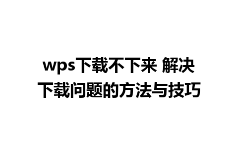 wps下载不下来 解决下载问题的方法与技巧