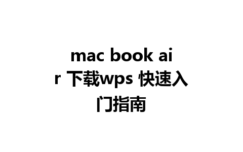 mac book air 下载wps 快速入门指南