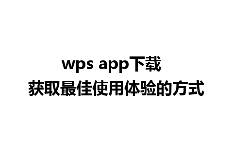 wps app下载  获取最佳使用体验的方式