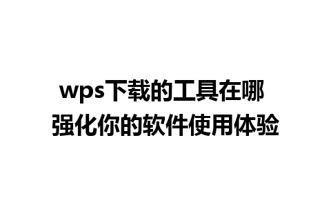 wps下载的工具在哪 强化你的软件使用体验