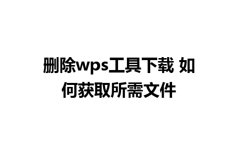 删除wps工具下载 如何获取所需文件