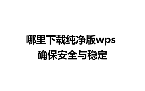 哪里下载纯净版wps 确保安全与稳定