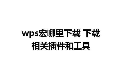 wps宏哪里下载 下载相关插件和工具