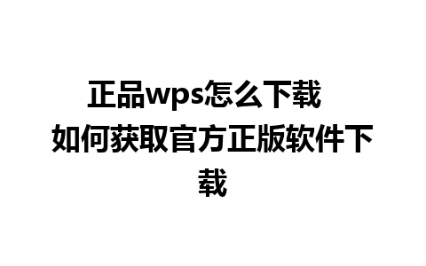 正品wps怎么下载  如何获取官方正版软件下载