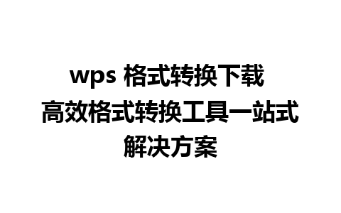 wps 格式转换下载 高效格式转换工具一站式解决方案