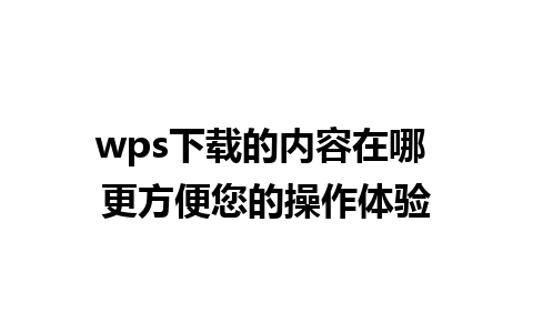 wps下载的内容在哪 更方便您的操作体验