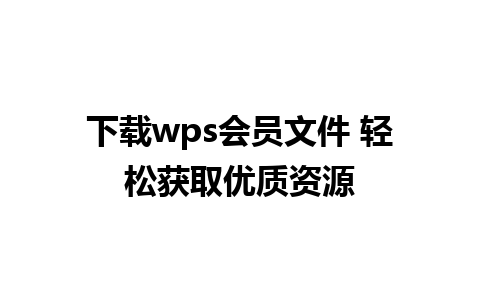 下载wps会员文件 轻松获取优质资源