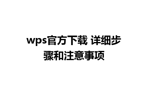 wps官方下载 详细步骤和注意事项