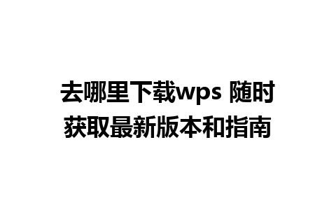 去哪里下载wps 随时获取最新版本和指南