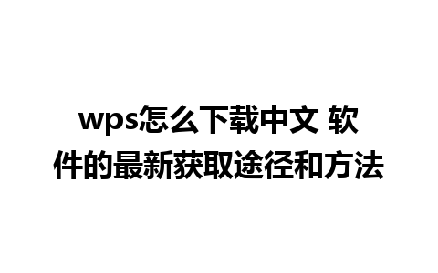 wps怎么下载中文 软件的最新获取途径和方法