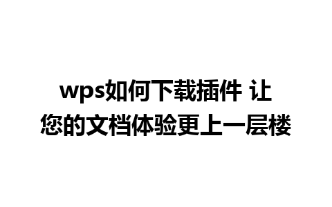 wps如何下载插件 让您的文档体验更上一层楼