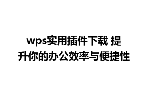 wps实用插件下载 提升你的办公效率与便捷性