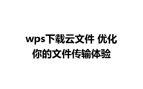 wps下载云文件 优化你的文件传输体验