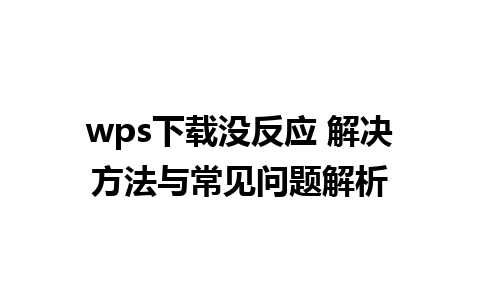 wps下载没反应 解决方法与常见问题解析