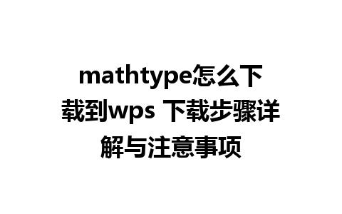 mathtype怎么下载到wps 下载步骤详解与注意事项