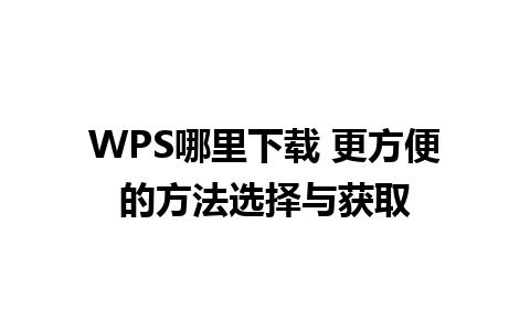 WPS哪里下载 更方便的方法选择与获取