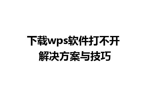 下载wps软件打不开 解决方案与技巧