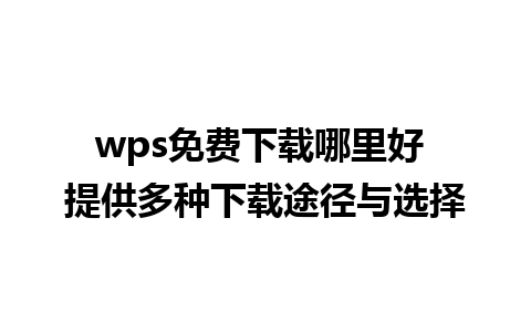 wps免费下载哪里好 提供多种下载途径与选择