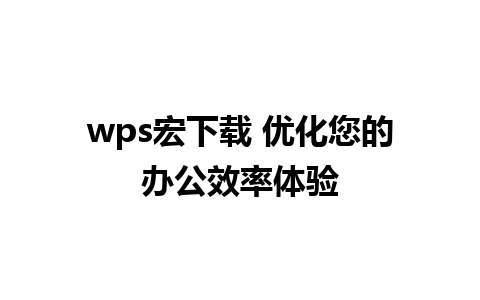 wps宏下载 优化您的办公效率体验