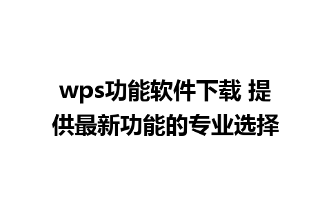 wps功能软件下载 提供最新功能的专业选择