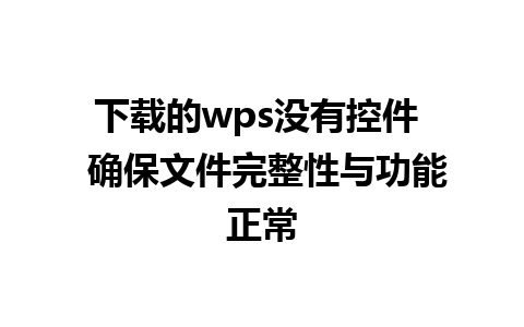 下载的wps没有控件  确保文件完整性与功能正常