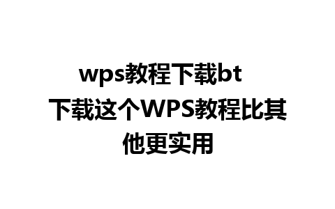 wps教程下载bt  下载这个WPS教程比其他更实用